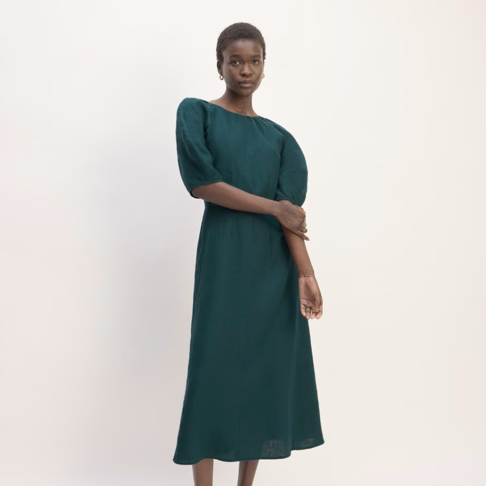 Elegant Deep Sea Scoop Midi Dress